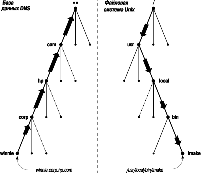 Чтение имен DNS и файловой системы UNIX
